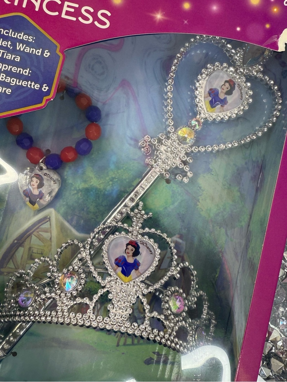Disney Princess tiara crown hair Snow White Accessory Set - Purple/Pink wand - Picture 5 of 5